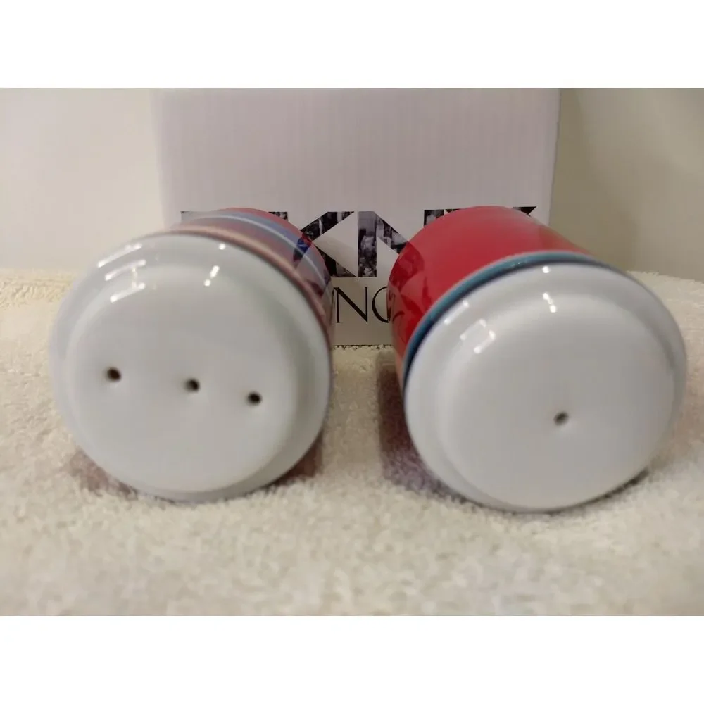 Lenox DKNY Urban Essentials Cherry Salt & Pepper Shakers Stackable Red - Stripes